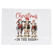 サンタ・ハット素朴の納車牛のクリスマス ラージペーパーバッグ (裏面)