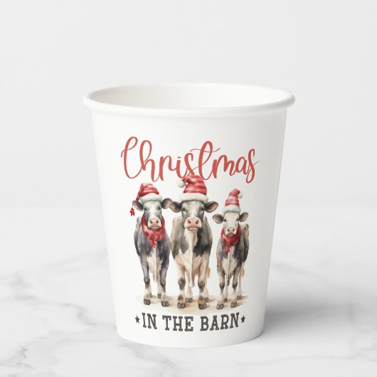 サンタ・ハット素朴の納車牛のクリスマス 紙コップ (裏面)