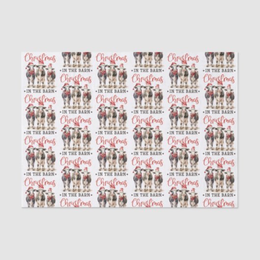 サンタ・ハット素朴の納車牛のクリスマス 薄葉紙 (正面)