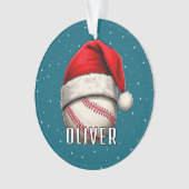 サンタ・ハット雪片付き野球ボール オーナメント (正面)