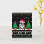 サンタ・ハット・アメリカン・ブルドッグのクリスマスツリーが醜いSを点灯 カード (黄色い花)