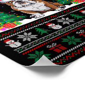 サンタ・ハット・アメリカン・ブルドッグのクリスマスツリーが醜いSを点灯 ポスター (角)