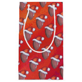 サンタ・ハット・オン・レッドのサッカー スモールペーパーバッグ (正面)