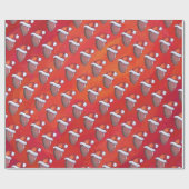 サンタ・ハット・オン・レッドのサッカー ラッピングペーパー (フラット)