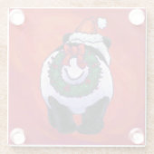 サンタ・ハット・オン・レッドのパンダ ガラスコースター (裏面)