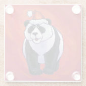 サンタ・ハット・オン・レッドのパンダ ガラスコースター (裏面)