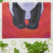 サンタ・ハット・オン・レッドのパンダ キッチンタオル (折り畳み)