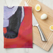 サンタ・ハット・オン・レッドのパンダ キッチンタオル (四つ折り)