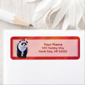 サンタ・ハット・オン・レッドのパンダ ラベル (インサイチュ)