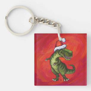 サンタ・ハット・オン・レッドのTRex Dino キーホルダー