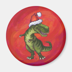 サンタ・ハット・オン・レッドのTRex Dino マグネット