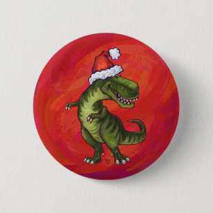 サンタ・ハット・オン・レッドのTRex Dino 缶バッジ