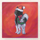 サンタ・ハット・オン・レッド ガラスコースター (正面)