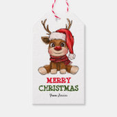 サンタ・ハット・キッズクリスマスにかわいいトナカイ ギフトタグ (正面)