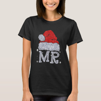 サンタ・ハット・クスマ夫妻にマッチするクリスマス・カップル Tシャツ