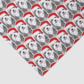 サンタ・ハット・クリスマスと髭のあるコリーパターン（の模様が）ある 薄葉紙 (詳細)