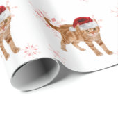 サンタ・ハット・クリスマスに登場するオレンジ色のタビー猫 ラッピングペーパー (ロールコーナー)