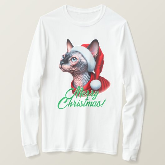 サンタ・ハット・クリスマスのスフィンクス Tシャツ (デザイン正面)