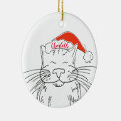サンタ・ハット・クリスマスのタビー・キャット セラミックオーナメント (右)