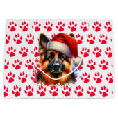 サンタ・ハット・クリスマスのドイツの羊飼い犬 ラージペーパーバッグ (正面)