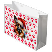 サンタ・ハット・クリスマスのドイツの羊飼い犬 ラージペーパーバッグ (正面アングル)