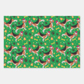 サンタ・ハット・クリスマスのビーグル犬 ラッピングペーパーシート (正面2)