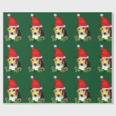 サンタ・ハット・クリスマスのビーグル ラッピングペーパー (フラット)
