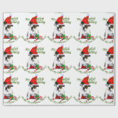 サンタ・ハット・クリスマスのブルドッグメリー ラッピングペーパー (フラット)