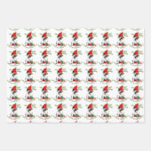 サンタ・ハット・クリスマスのブルドッグ ラッピングペーパーシート (正面3)