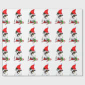 サンタ・ハット・クリスマスのブルドッグ ラッピングペーパー (フラット)