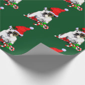 サンタ・ハット・クリスマスのブルドッグ ラッピングペーパー (角)