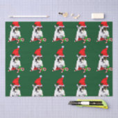 サンタ・ハット・クリスマスのブルドッグ 薄葉紙 (クラフト)