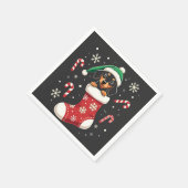 サンタ・ハット・クリスマスの恋人を着たビーグル犬 スタンダードカクテルナプキン (角)