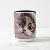 サンタ・ハット・クリスマスの猫 ツートーンマグカップ (中央)