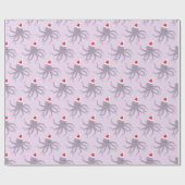 サンタ・ハット・クリスマスの紫色のタコ ラッピングペーパー (フラット)