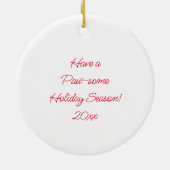 サンタ・ハット・クリスマスの聖パーソナライズされたバーナード セラミックオーナメント (裏面)