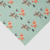 サンタ・ハット・クリスマスの鹿とキツネお洒落 薄葉紙 (詳細)