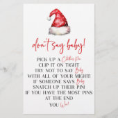 サンタ・ハット・クリスマスは赤ちゃんシャワーのゲームを言わない 便箋 (正面)