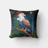 サンタ・ハット・クリスマスを着たハゲ・イーグル クッション (正面)