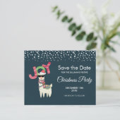 サンタ・ハット・クリスマスを着たラマがデートを救う ポストカード (スタンド正面)