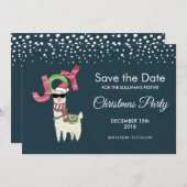 サンタ・ハット・クリスマスを着たラマがデートを救う 招待状 (正面/裏面)
