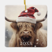 サンタ・ハット・クリスマスパーソナライズされた・ホリデー セラミックオーナメント (正面)