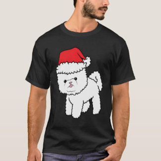 サンタ・ハット・クリスマスビシオンFとビシオンフリーズ犬 Tシャツ