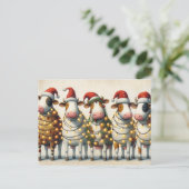 サンタ・ハット・クリスマスライト付き牛 シーズンポストカード (スタンド正面)