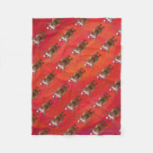 サンタ・ハット・パターン赤のハイランド牛 フリースブランケット (正面)