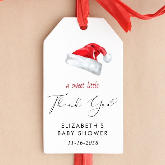 サンタ・ハット・ベイビー・シャワーありがとう ギフトタグ