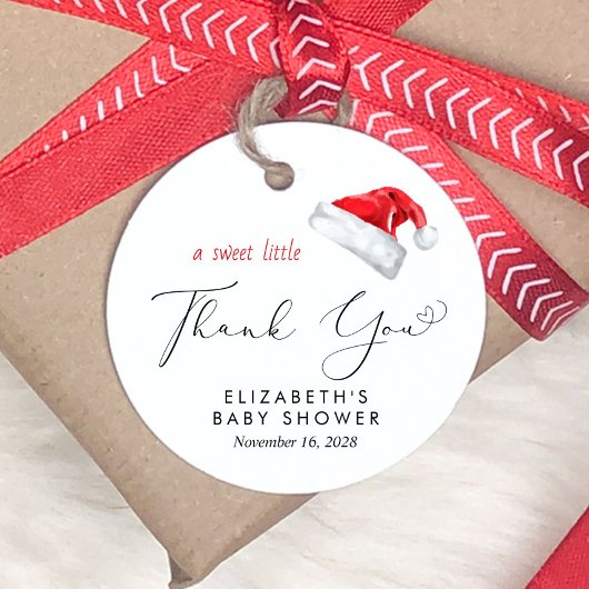 サンタ・ハット・ベイビー・シャワーありがとう フェイバータグ