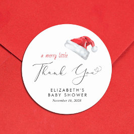 サンタ・ハット・ベイビー・シャワーありがとう ラウンドシール