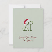 サンタ・ハット・ホリデー付き犬の輪郭グリーン ノートカード (正面)