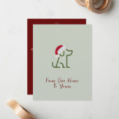 サンタ・ハット・ホリデー付き犬の輪郭グリーン ノートカード (正面/裏面インサイチュ)